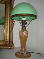 Bordlampe glas med grøn skærm