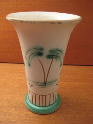 Keramik vase med strudse