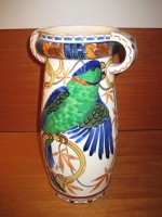 Aluminia vase med hanke og fuglemotiv