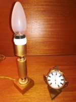 broncelampe og thermometer