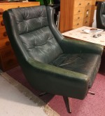 Vintage hvilestol med grøn læder